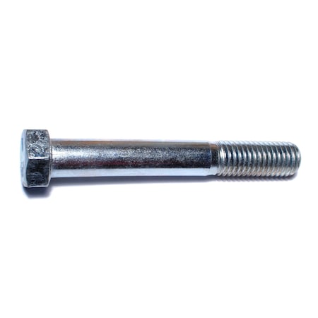 Grade 5, 9/16-12 Hex Head Cap Screw, Zinc Plated Steel, 4 In L, 25 PK